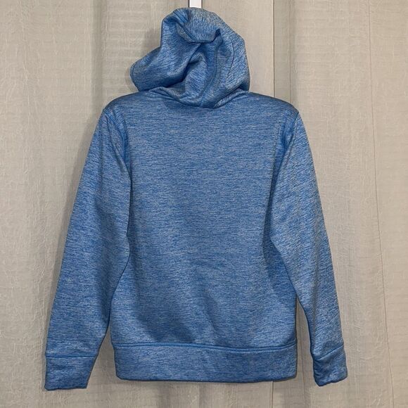 Under Armour 14 Heather Blue Neon Orange Pullover Hoodie Sweatshirt - Picture 8 of 11